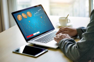 Büyüme kavramı Kripto Döviz Alım Bitcoins blockchain teknoloji Finansal altın Bitcoins merdiven