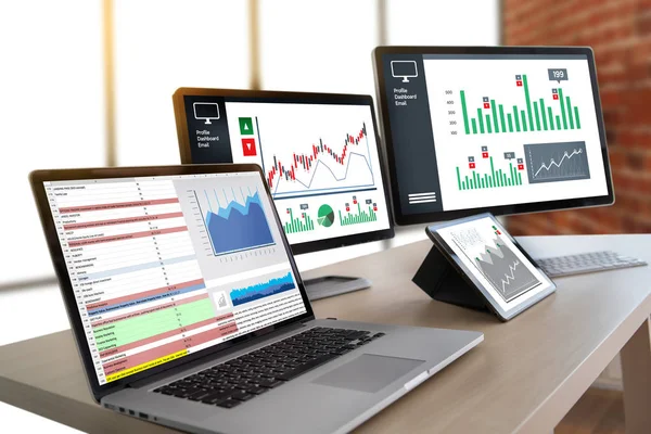 Hard Werken Data Analytics Statistieken Information Business Technology — Stockfoto