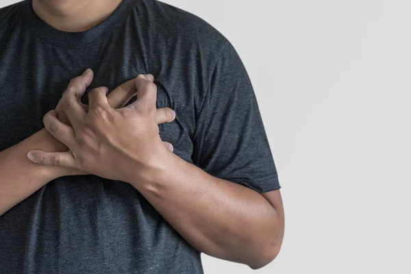 Hombre Enfermedad Pecho Dolor Sufrimiento Ataque Cardíaco — Foto de Stock