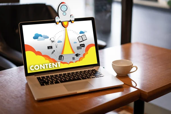 İçerik veri bloglama medya yayın bilgi vizyon konsept pazarlama içeriği