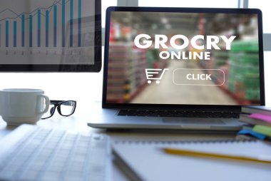 Online Sağlık Gıda Alışveriş kavramı süpermarket online telefon bakkal alışveriş