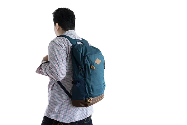 Glücklicher Schüler Mit Rucksack Geht Zur Schule — Stockfoto