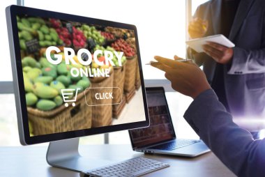 Online Sağlık Gıda Alışveriş kavramı süpermarket online telefon bakkal alışveriş