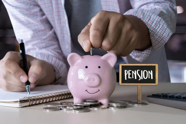 Man Think Positive Pension Happiness Money Saving Retirement Financial — Stock Photo, Image