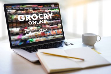 Online Sağlık Gıda Alışveriş kavramı süpermarket online telefon bakkal alışveriş