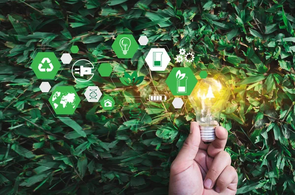 Grön Energi Energikällor Koncept Hållbar Ekologi Element — Stockfoto