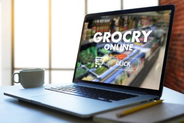 Online Sağlık Gıda Alışveriş kavramı süpermarket online telefon bakkal alışveriş