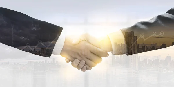 Business Finishing Meeting Partners Shaking Hands Businessman Teamwork — Stock Photo, Image