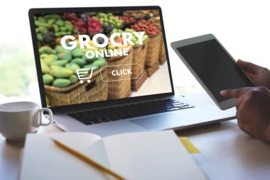 Online Sağlık Gıda Alışveriş kavramı süpermarket online telefon bakkal alışveriş