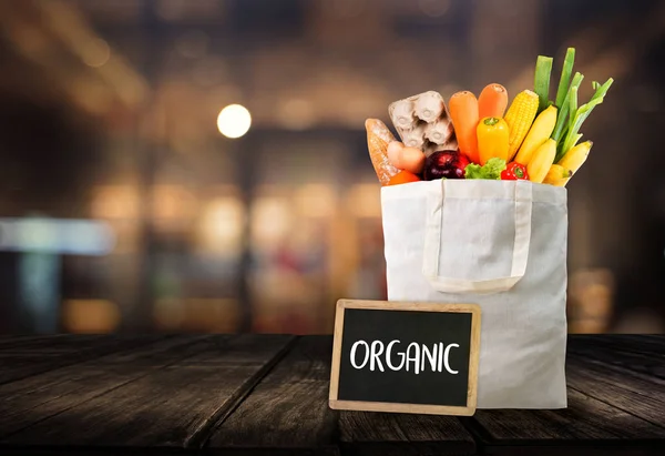 Organic Grocery Shopping Fruits Vegetables Healthy Delicious — Stock Photo, Image