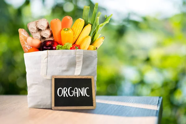 Organic Grocery Shopping Fruits Vegetables Healthy Delicious — Stock Photo, Image