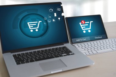 İş adamları Teknoloji E-Ticaret İnternet Küresel Pazarlama Planı ve Banka Konseptini Kullanıyor