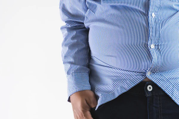 Mann Mit Übergewichtigem Dicken Bauch Mollig — Stockfoto