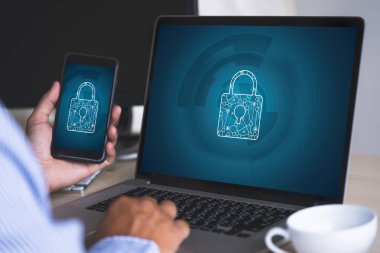 Siber Güvenlik iş, teknoloji, güvenlik duvarı Antivirus uyarı koruma güvenlik ve siber