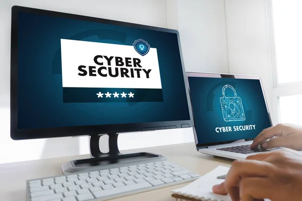 Cyber Security Business Technology Firewall Antivirus Alert Protection Security Cyber — Stock Photo, Image