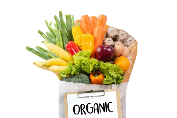 Organic Grocery Shopping Fruits Vegetables Healthy Delicious — Stock Photo, Image