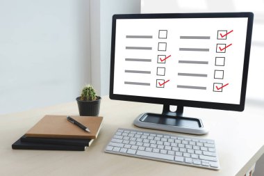 İş adamı SURVEY ve Sonuçlar Analiz Keşif Kavramı