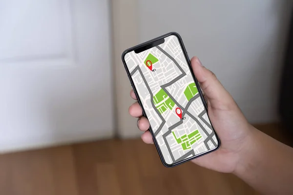 Gps Map Route Destination Network Connection Localização Mapa Rua Com — Fotografia de Stock