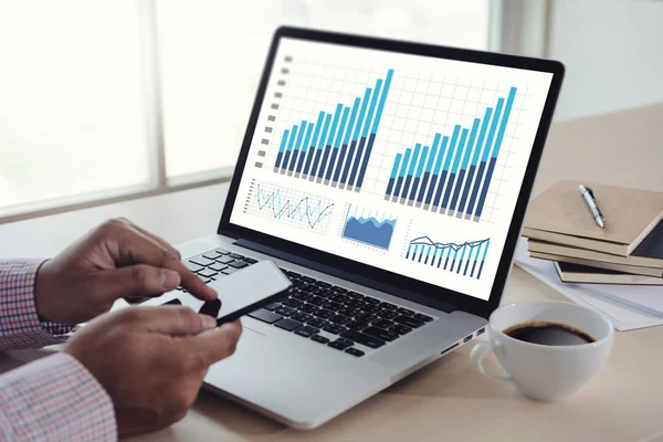Obchodní Pracovní Graf Finanční Data Analytics Statistiky Informačních Technologií — Stock fotografie