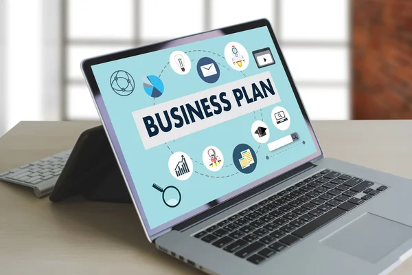 Business Plan Planification Marketing Homme Affaires Bureau Moderne Numérique — Photo