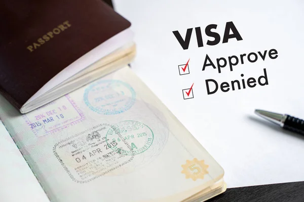 Visa Pasaporte Aprobado Sellado Una Vista Superior Del Documento Visa —  Fotos de Stock