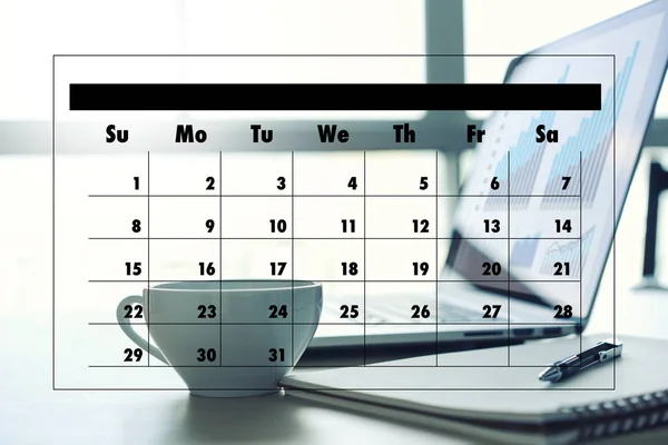 Agenda Attività Sul Computer Business Man Fare Agenda Informazioni Calendario — Foto Stock