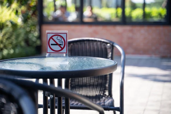 Por Favor Deje Fumar Concepto Fumar Signo Cafetería Zona Fumadores — Foto de Stock
