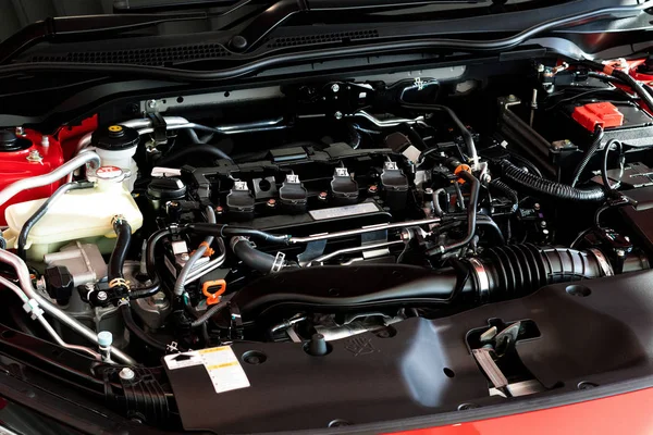 Närbild Detalj Bilmotor Car Motordel — Stockfoto