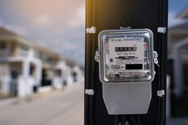 Wattzähler Der Elektrizität Der Haushaltselektronik Für Den Einsatz Hause — Stockfoto