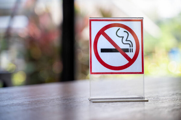 Don't smoke sign No smoking sign in in coffee cafe