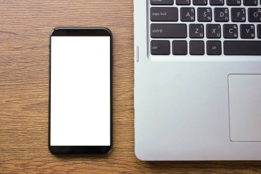Boş ekran telefon ekran mockup ile akıllı telefon yakın çekim