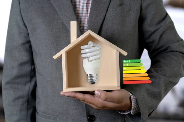 Energiebewertungsdiagramm Eco Man Energieeffizienzskala Bild — Stockfoto