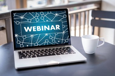 Webinar el tablo kullanın E-iş bağlantı tarama bilgisayar, kahve