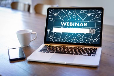 Webinar el tablo kullanın E-iş bağlantı tarama bilgisayar, kahve