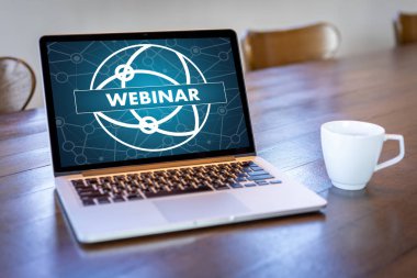 Webinar el tablo kullanın E-iş bağlantı tarama bilgisayar, kahve