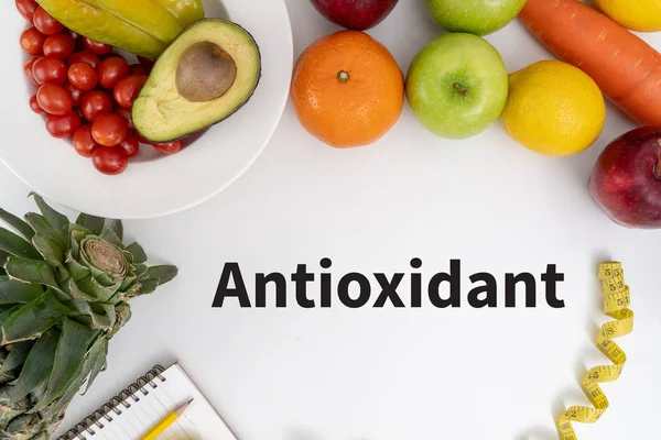 Antioxidantes Frutas Alimentos Saludables Para Concepto Fitness — Foto de Stock