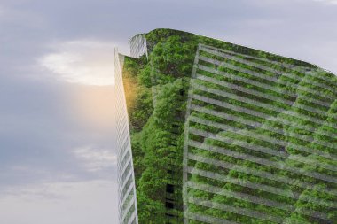 Kurumsal şehirde bina büyüyen sürdürülebilirlik sürdürülebilir, yeşil enerji bitkiler