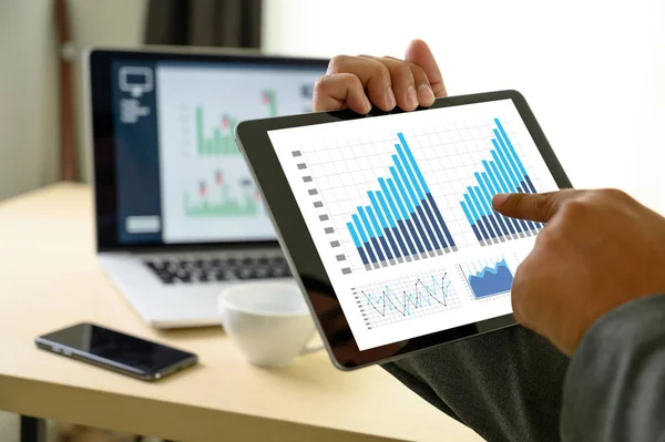 Business man work chart schedule or planning financial report da — Stock Photo, Image