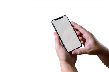 Akıllı telefon teknolojisi ve telefon techno kullanarak adam ellerini kapatın