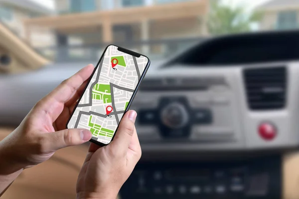 GPS Map to Route Destination network connection — стоковое фото