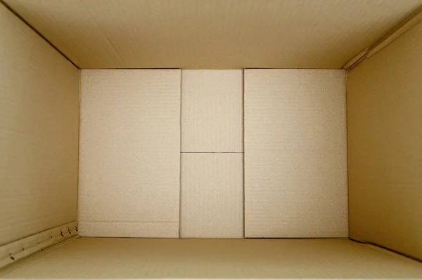 Caja de cartón rectangular abierta vacía cerrar vista superior — Foto de Stock