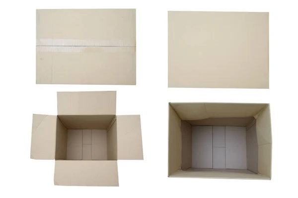 Caja de cartón rectangular abierta vacía cerrar vista superior — Foto de Stock