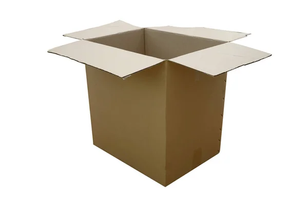 Otevřená Lepenka Krabice Krabici Izolovaná Bílém — Stock fotografie
