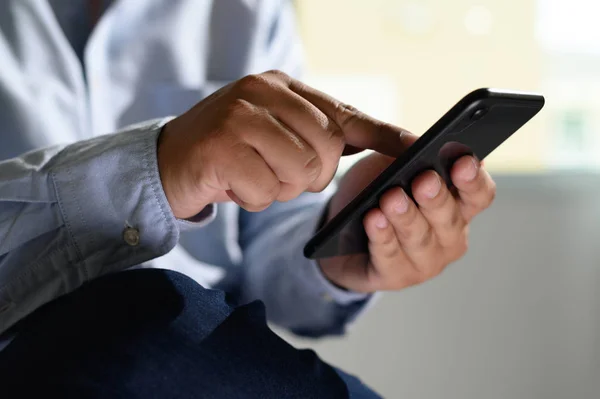 man holding en hands and using digital tablet  Mobile Phone tele