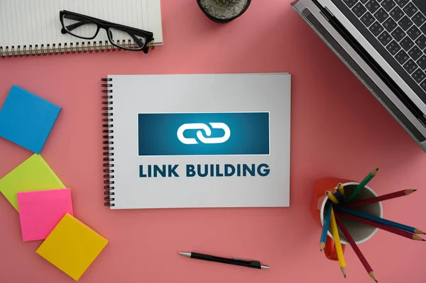 LINK BUILDING Connect Link Comunicazione Contatto Networ — Foto Stock