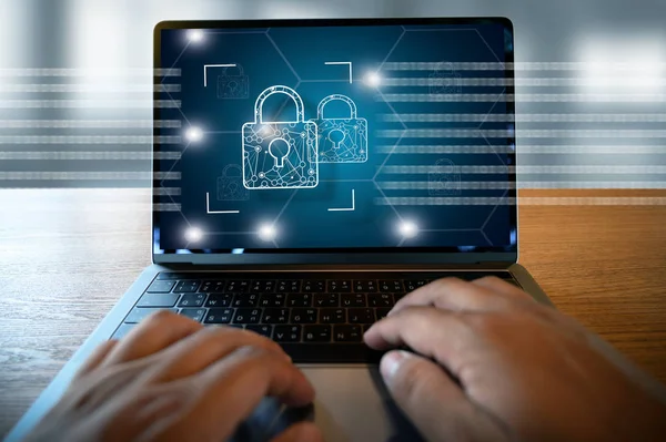 Cyber Security Business Technology Secure firewall antivirus ALE — Stockfoto