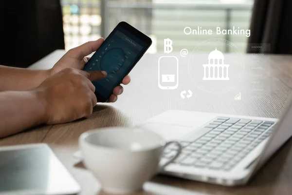 Affärsteknik Online Betalningar Shopping Och Digital Välkommen Till Din Bank — Stockfoto