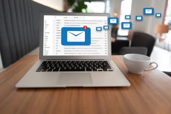 Mail Communicatie Verbindingsbericht Aan Mailing Contacten Telefoon Global Letters Concept — Stockfoto