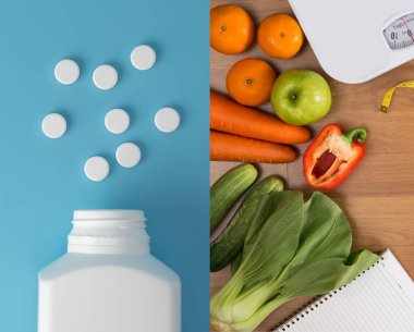 sağlıklı gıda ve ilaç vitaminleri ile meyve sebzeleri ilaç tedavisi