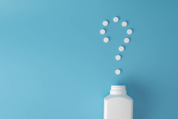 medicine pills on blue background Copy space for text Assorted pharmaceutical Healthy Eating, Lifestyle